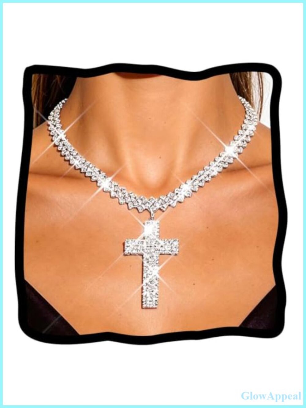 Rhinestone Cross Necklace Crystal Choker Jewelry